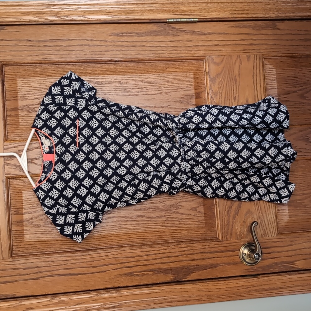 Navy and White Patterned Women's Dress